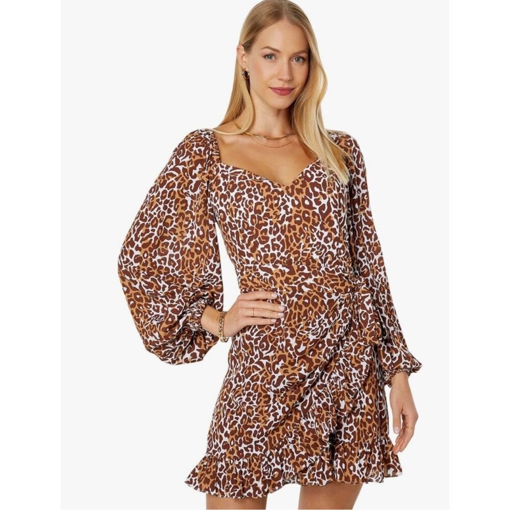 Lilly Pulitzer Brown Leopard Long Sleeve Dress